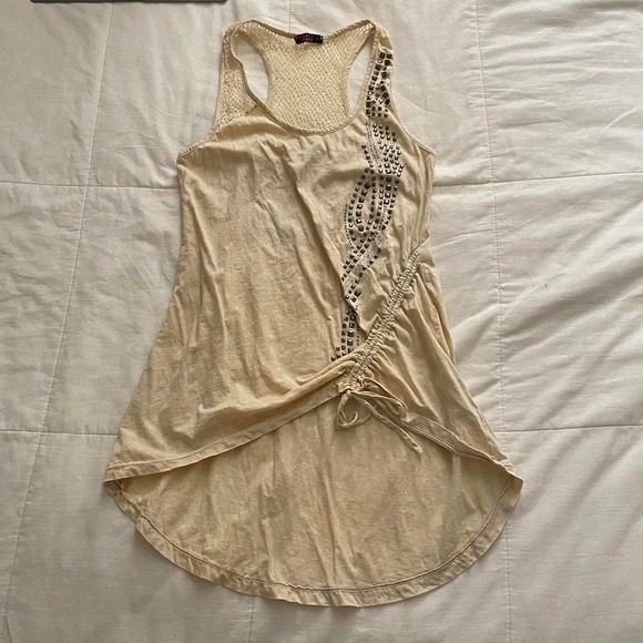 T Party Fashion Tops - Studded and rhinestone cinch yellow